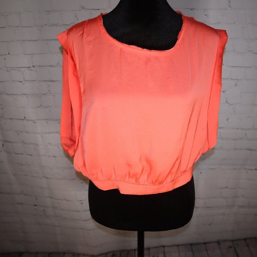 Free People Peach Crop Tank Top Women's Size L-NWT
